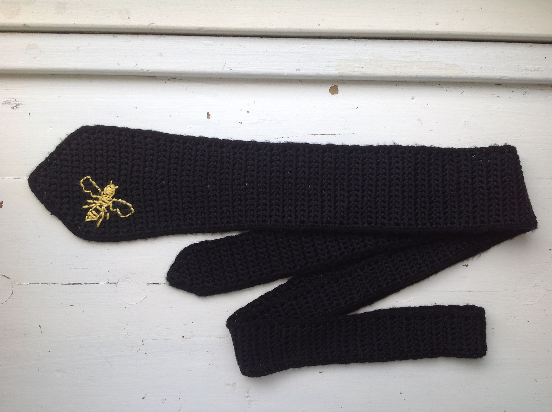 crocheted skinny tie