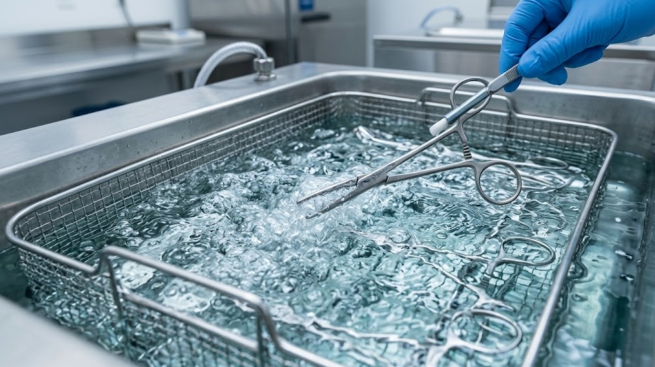 Instrument Pre Cleaning in ultrasonic bath