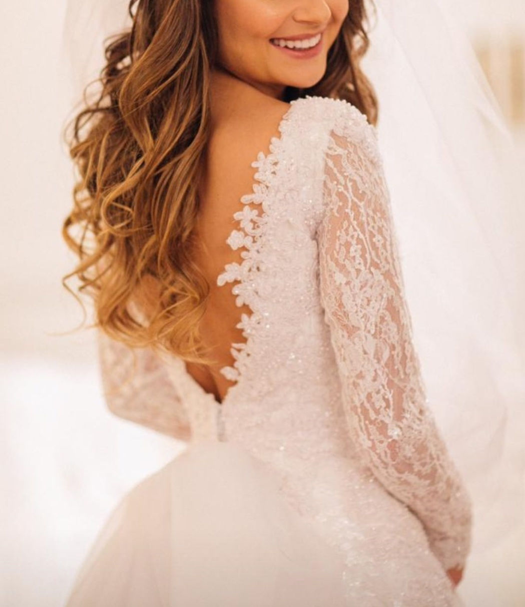 Vestido de noiva branco com perolas Atelie Ana Wolff