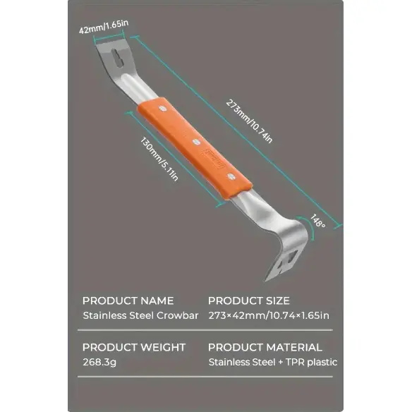 Thumbnail: Upgraded Labor-Saving Crowbar Stainless Steel Pry Bar, Practical Lever Scraper