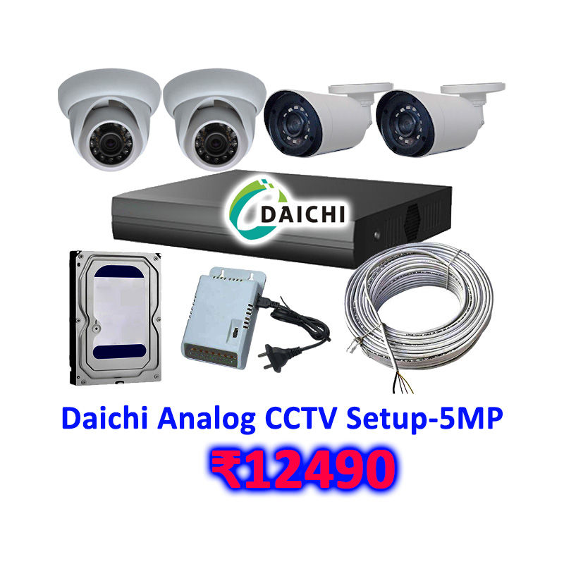 Daichi Analog CCTV Camera Setup: DVR, 4pcs (NightColor) Camera, 500GBHDD, SMPS