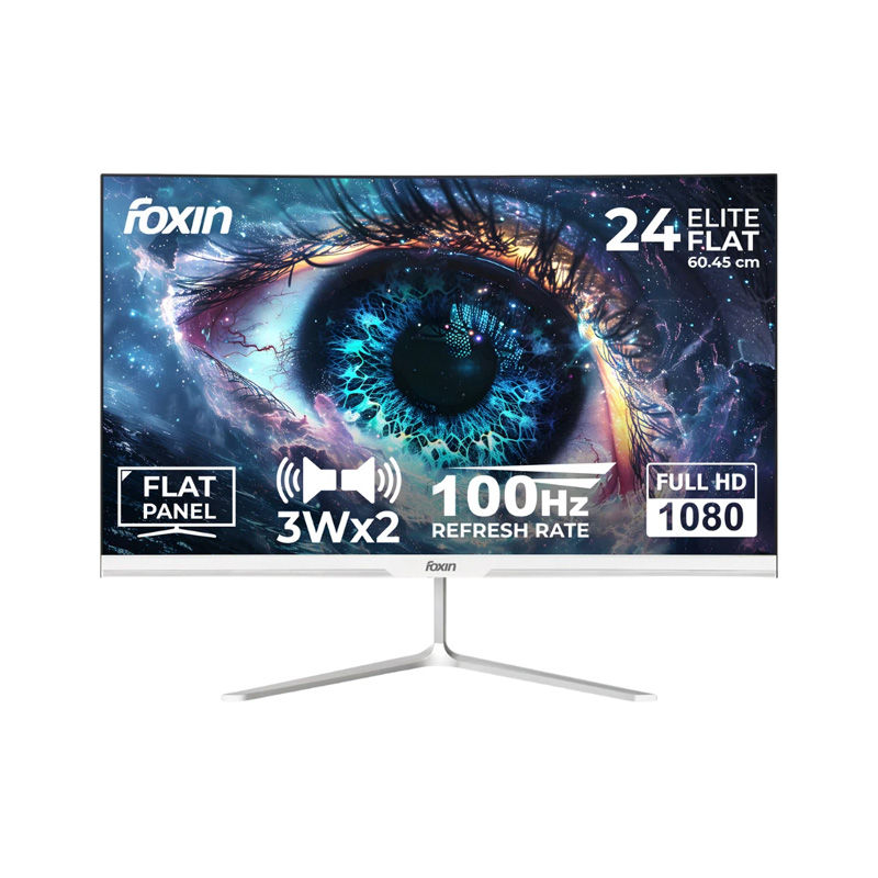 Foxin Elite 24 Inch Flat LED Monitor - White, HDMI & VGA Port, 100Hz RefreshRate