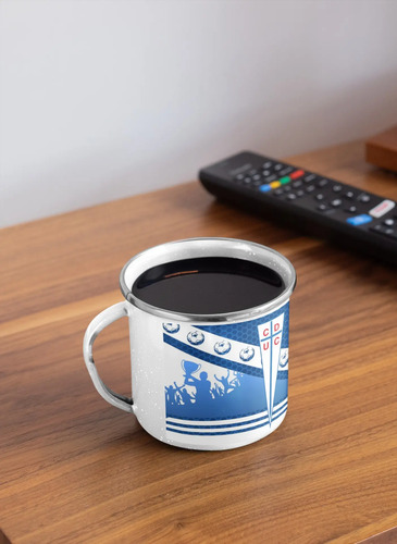 Taza Lechero Enlozado Club Universidad Católica Fútbol Chile Blanco Regalo Club