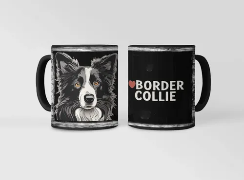 Taza Mágica Border Collie Inteligente Y Leal Negro Mascota