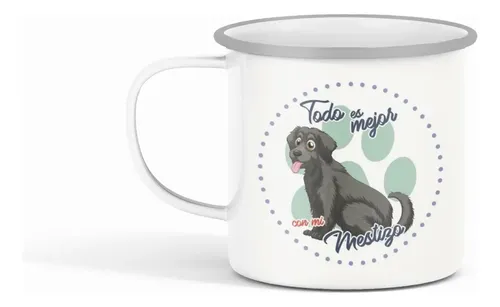Taza Enlozada Mestizo - Amor Diverso. Blanco Mestizo Regalo Mascota