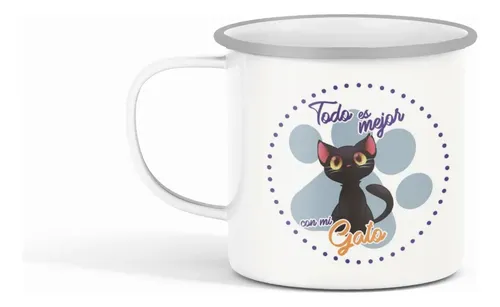 Taza Enlozada Gatito - Tierno Compañero Blanco Gatito Regalo