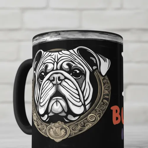 Taza Mágica Bulldog Inglés Fidelidad Y Encanto Negro Mascota