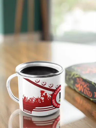 Taza Lechero Enlozado Club Unión San Felipe Fútbol Chileno Blanco Regalo Club