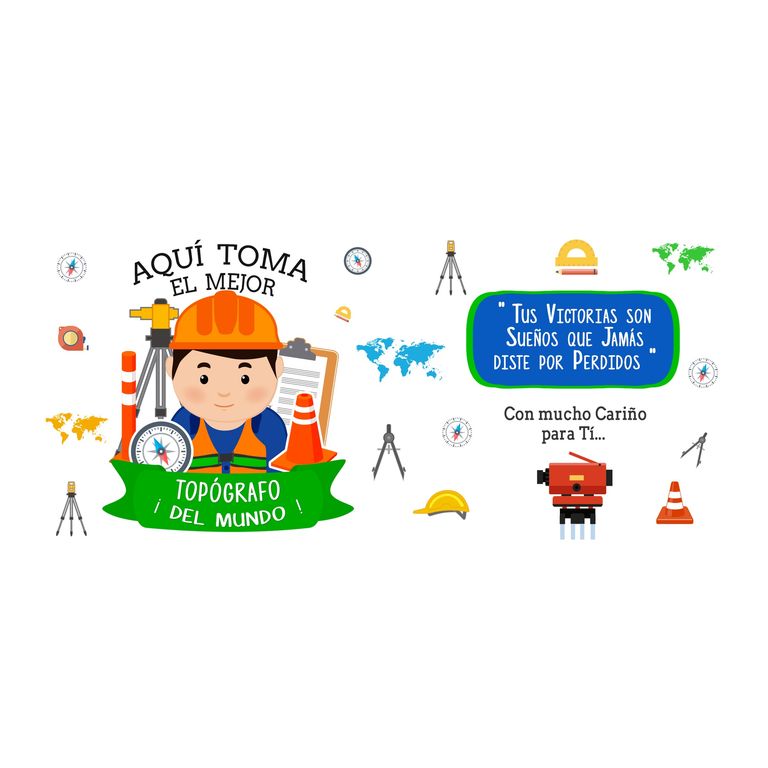 Taza Enlozada Café y Coordenadas - Día de Topógrafo