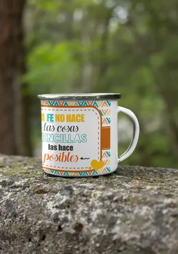 Taza Enlozada La Fe Hace Las Cosas Posibles Blanco Frase Cristiana