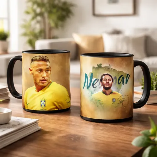 Taza Magica Neymar Jr Estrellas Del Futbol Negro Fútbol