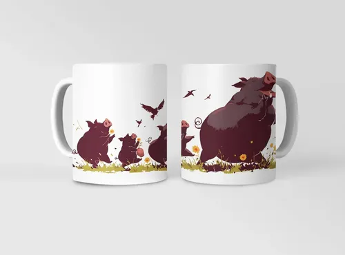 Taza Jabalíes Felices ¡día De Campo En El Bosque! Blanco
