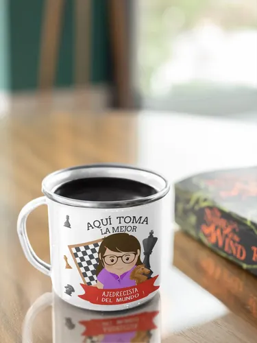 Taza Enlozada Día Del Ajedrez - Estrategias Y Reyes Blanco Regalo Día Del