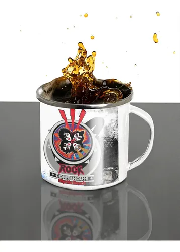 Taza Enlozada Kiss Bandas De Rock Blanco Kiss Bandas De Rock