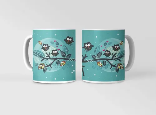 Taza Búhos - Misterios Del Anochecer Blanco