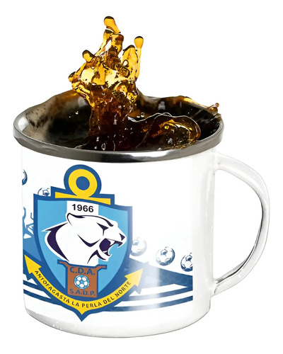 Taza Lechero Enlozado Club Deportes Antofagasta Fútbol Chile Blanco Regalo