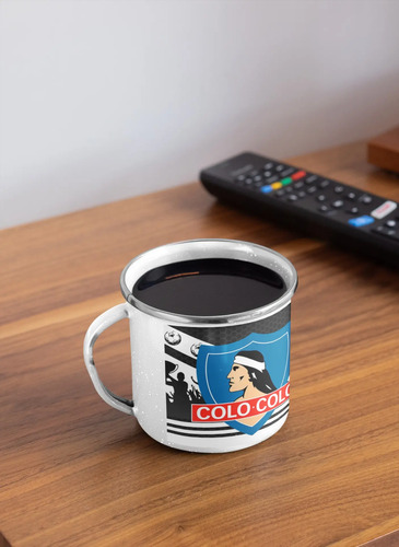 Taza Lechero Enlozado Colo-colo Deporte Fútbol Chileno 1925 Blanco Regalo