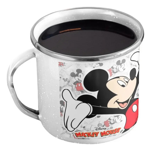 Taza Enlozada Mickey Mouse - Icono De Alegría Blanco Mickey Mouse Icono De