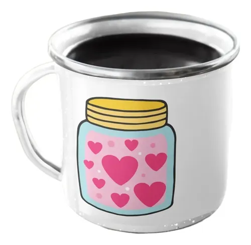 Taza Enlozada Amor En Conserva - Ingredientes Del Corazón Blanco Regalo