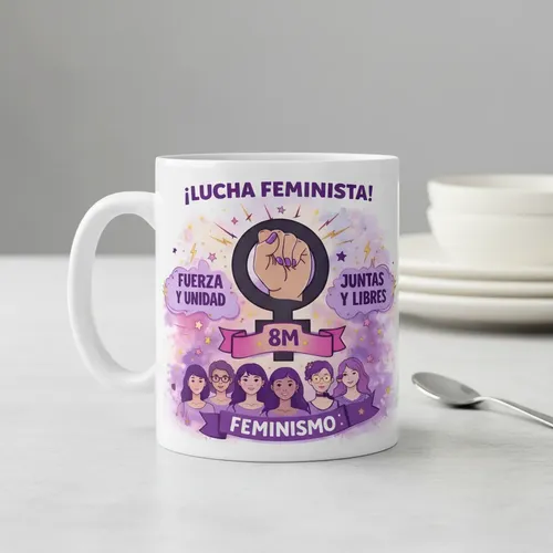 Taza Feminista 8m Lucha Feminista 350 Ml Blanco