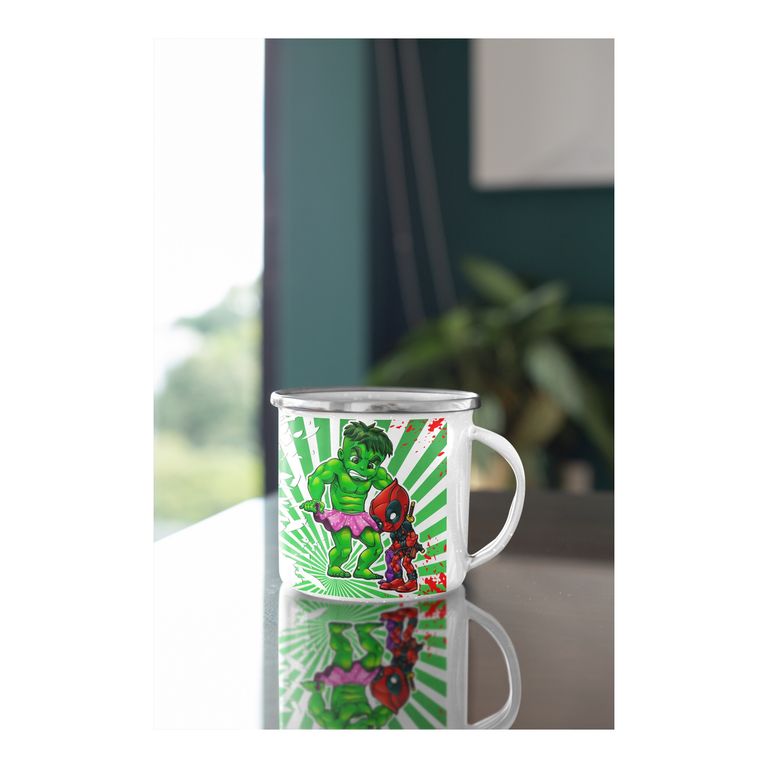 Taza Enlozada Unión Explosiva - Deadpool & Hulk