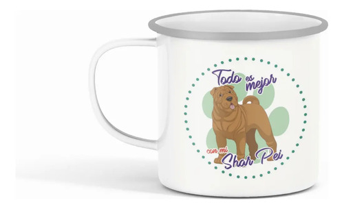 Taza Enlozada Sharpei - Elegancia Canina Única Blanco