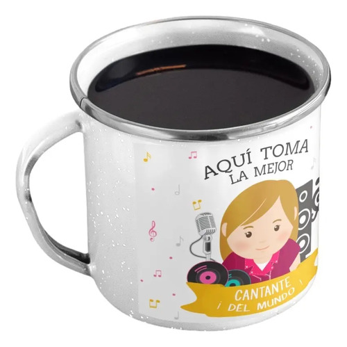 Taza Enlozada Entre Notas Y Café - Cantante