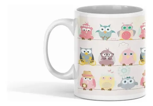 Taza Búhos Mandala - Patrones Que Despiertan Blanco