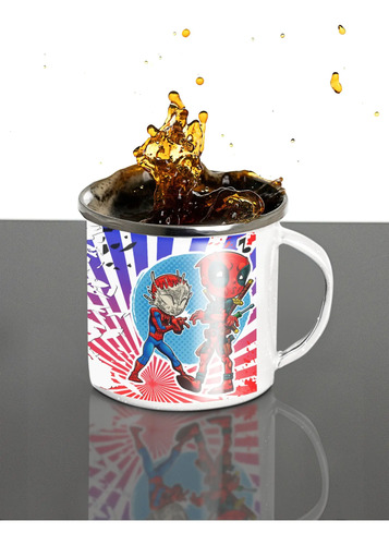 Taza Enlozada Aventuras Tejidas - Deadpool Y Spider-man Blanco Deadpool Vs