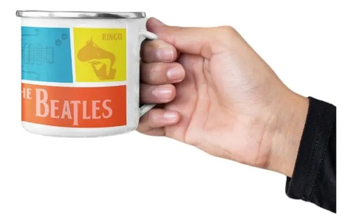 Taza Enlozada The Beatles - Revolución Musical Blanco