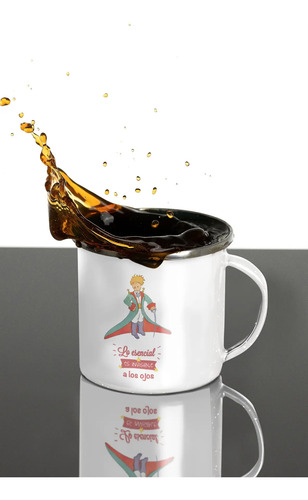 Taza Enlozada Con El Principito - Viajes Y Reflexiones Blanco Regal El