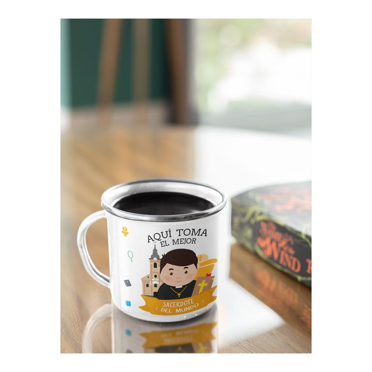 Taza Enlozada Sacerdote - Fe y Fortaleza en Cada Sorbo