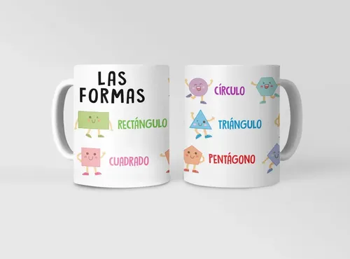 Taza Figuras Geométricas Aprende Formas De Manera Divertida Blanco