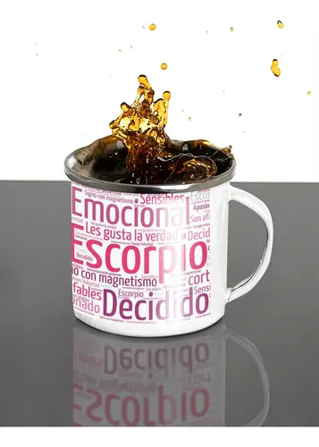 Taza Enlozada Escorpio - Transformación Y Poder Blanco Signos Zodiaco