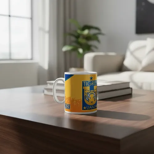 Taza Tigres Uanl Garra Y Gloria - Futbol Mexicano Blanco