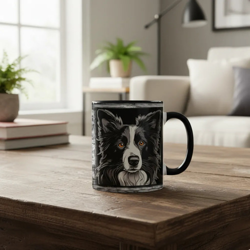 Taza Mágica Border Collie Inteligente Y Leal Negro Mascota