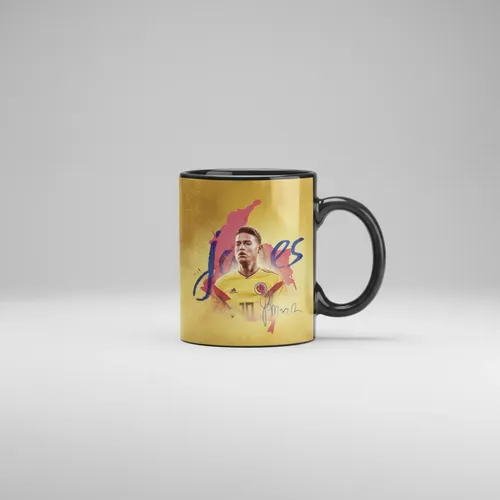 Taza Magica James Rodriguez Estrellas Del Futbol Colombia Negro James Rodriguez
