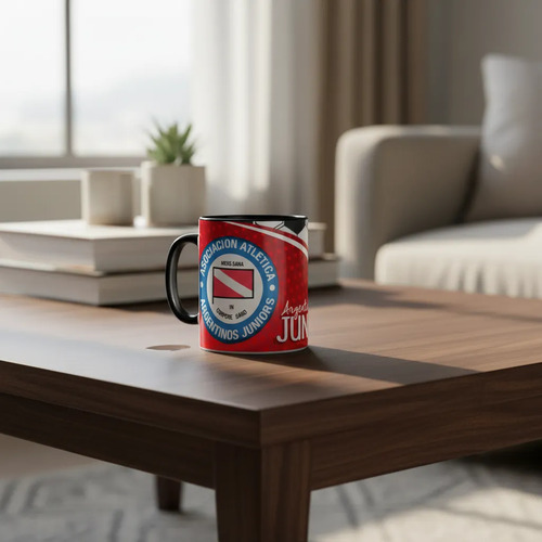 Taza Equipo De Fútbol Argentinos Juniors Bichos Colorados Negro Fútbol