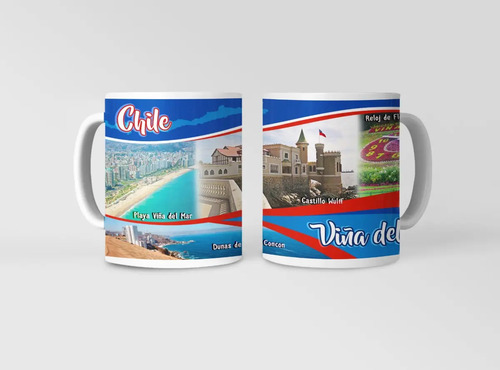 Taza Viña Del Mar - Sol, Mar Y Arena Blanco