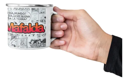 Taza Enlozada Mafalda - Pensamientos Y Preguntas Blanco Mafalda