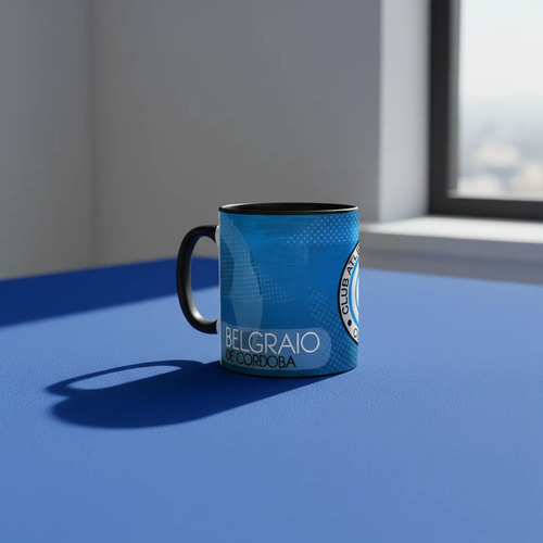 Taza Equipo De Fútbol Argentino Belgrano Garra Pirata Negro