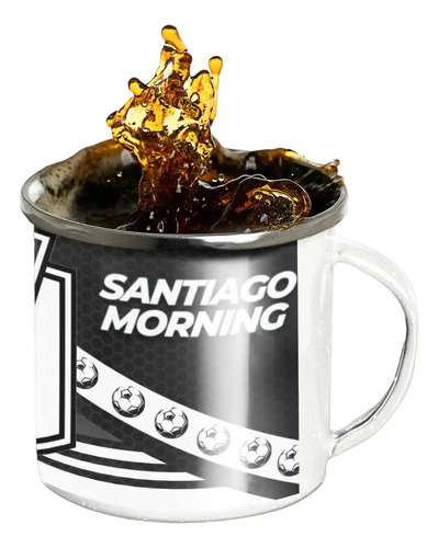 Taza Lechero Enlozado Club Santiago Morning Fútbol Chileno Blanco Regalo Club