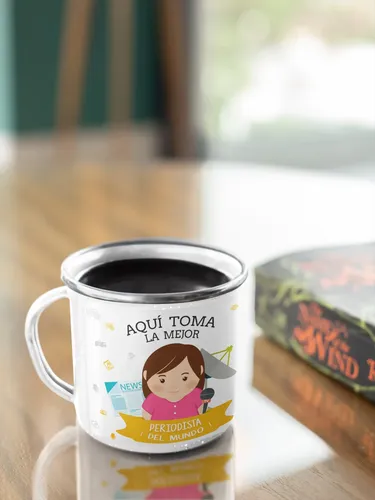 Taza Enlozada Historias Y Caffeine - Día De Periodista