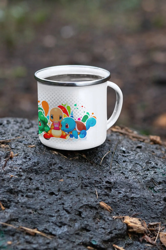 Taza Enlozada Pokémon - Captura Y Entrenamiento Blanco Pokémon