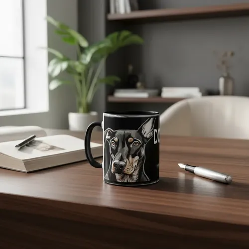 Taza Mágica Mascota Doberman Nobleza Y Vigilancia Negro Mascota