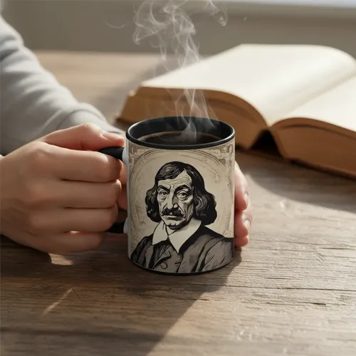 Taza Mágica René Descartes Pienso, Luego Existo Negro Arte