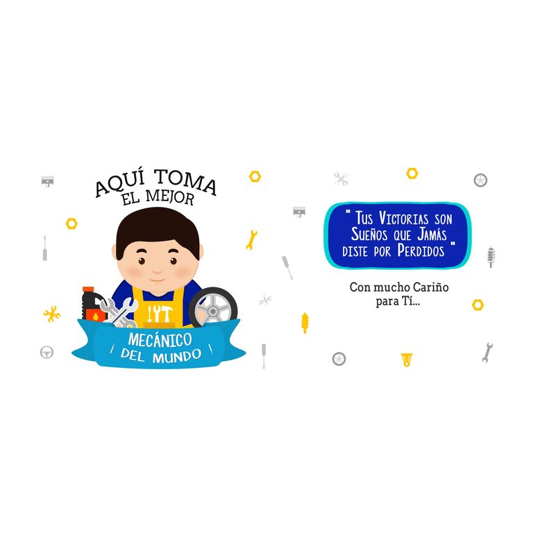 Taza Enlozada Tornillos y Tazas - Día de Mecánico