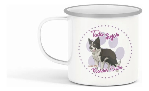 Taza Enlozada Border Collie - Inteligencia Y Lealtad. Blanco Border Collie