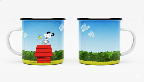 Taza Cilíndrica Lechero 300 Ml Snoopy Gris Snoopy Dibujo