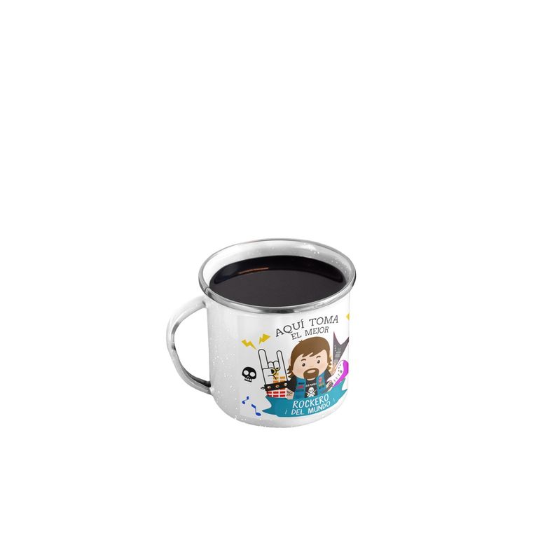 Taza Enlozada Guitarra y Grit - Rock Puro